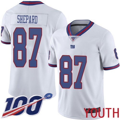 Youth New York Giants #87 Sterling Shepard Limited White Rush Vapor Untouchable 100th Season Football NFL Jersey->women nfl jersey->Women Jersey